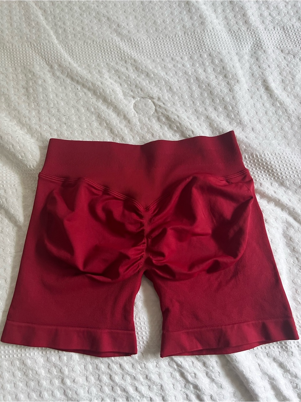 Women’s High-Waist Red Scrunch Back Bike Shorts